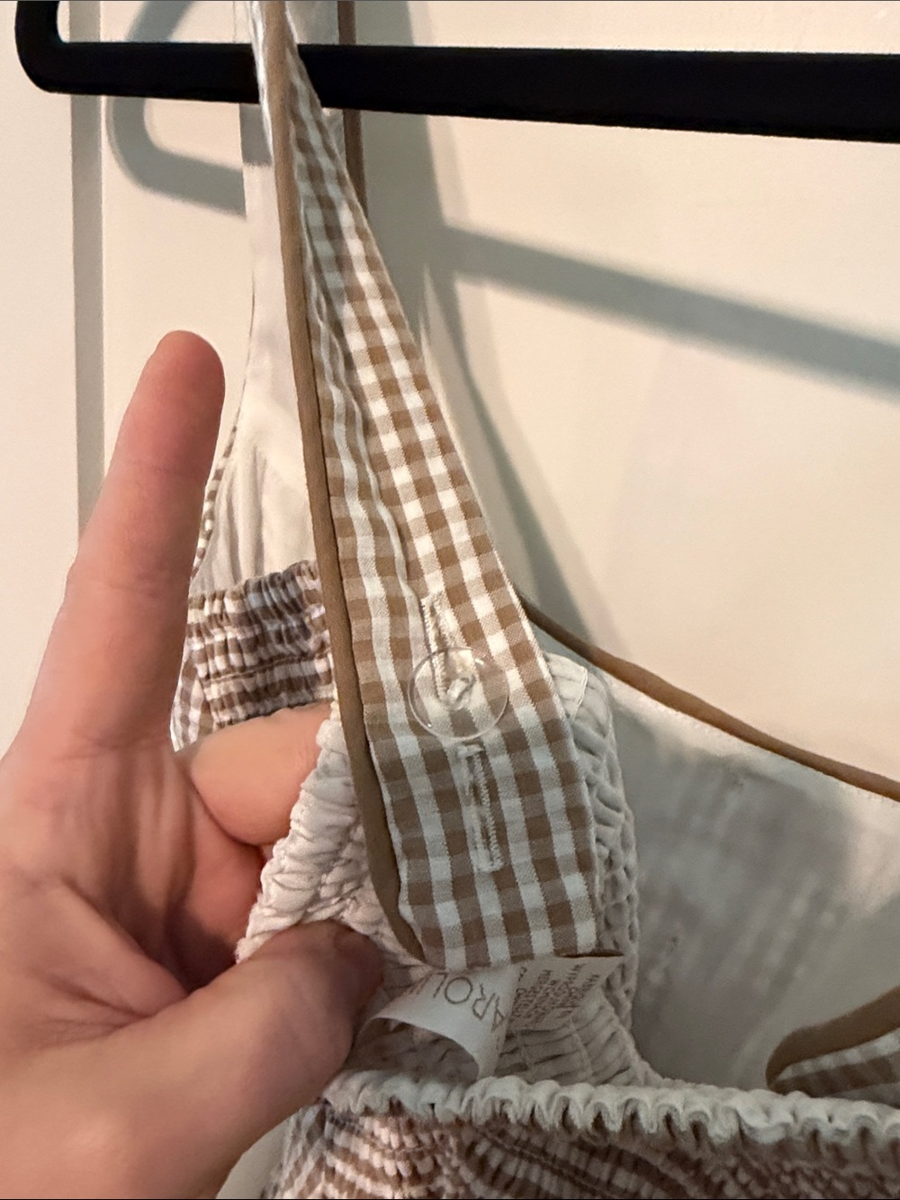 Caroline Constas Cottagecore Beige & White Gingham Maxi Dress with Front Bows - Picture 8 of 11